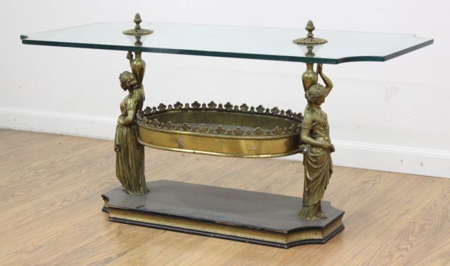 Neoclassic Style Gilt Metal Figural Coffee Table (1 of 3)