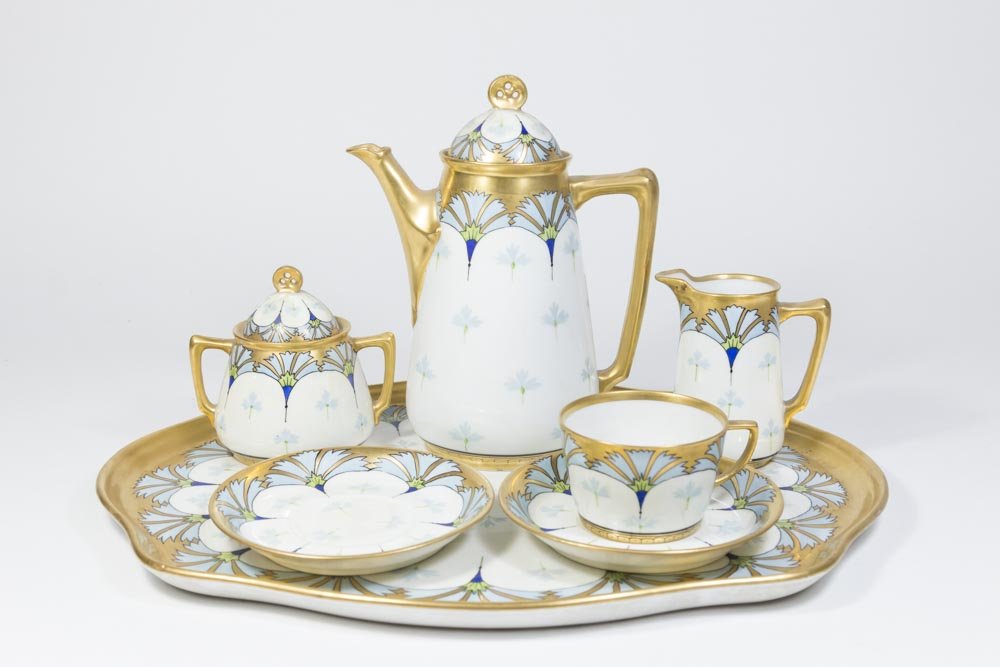 7-Pc. Limoges Art Nouveau Porcelain Coffee Service (1 of 3)