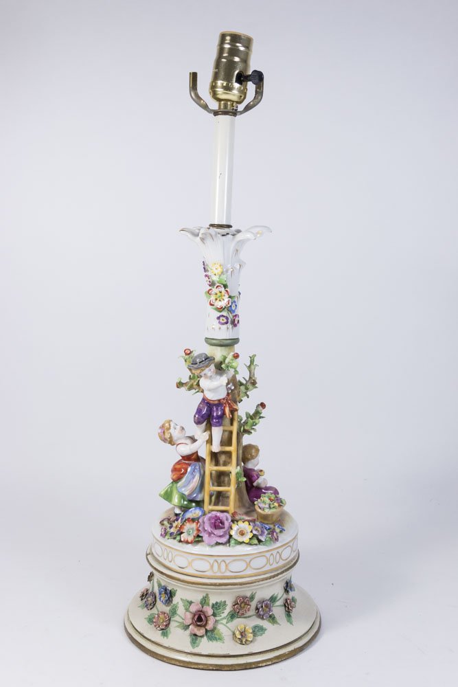 Dresden Style Porcelain Figural Lamp (1 of 6)