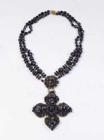 :Miriam Haskell Cross Necklace: Approx. 23" L.