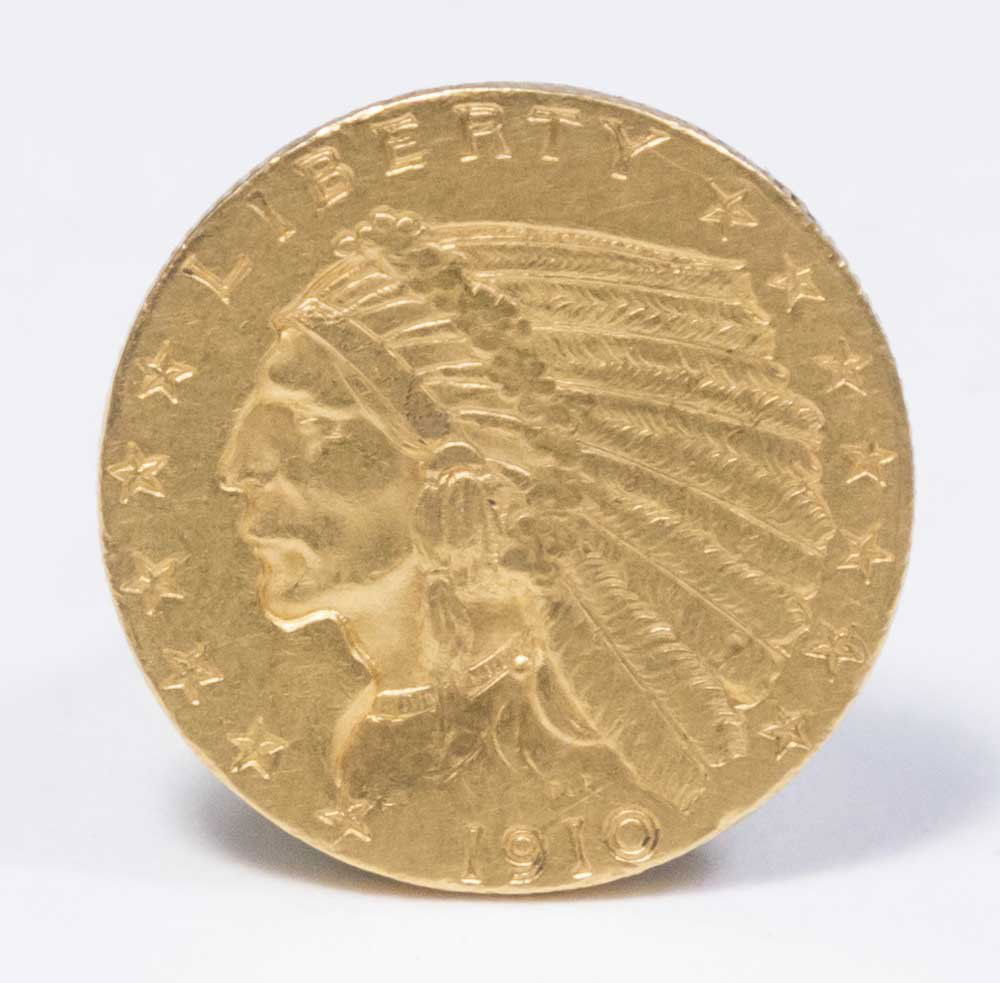1910 $2 1/2 Indian Head Quarter Eagle Gold Coin (1 of 2)
