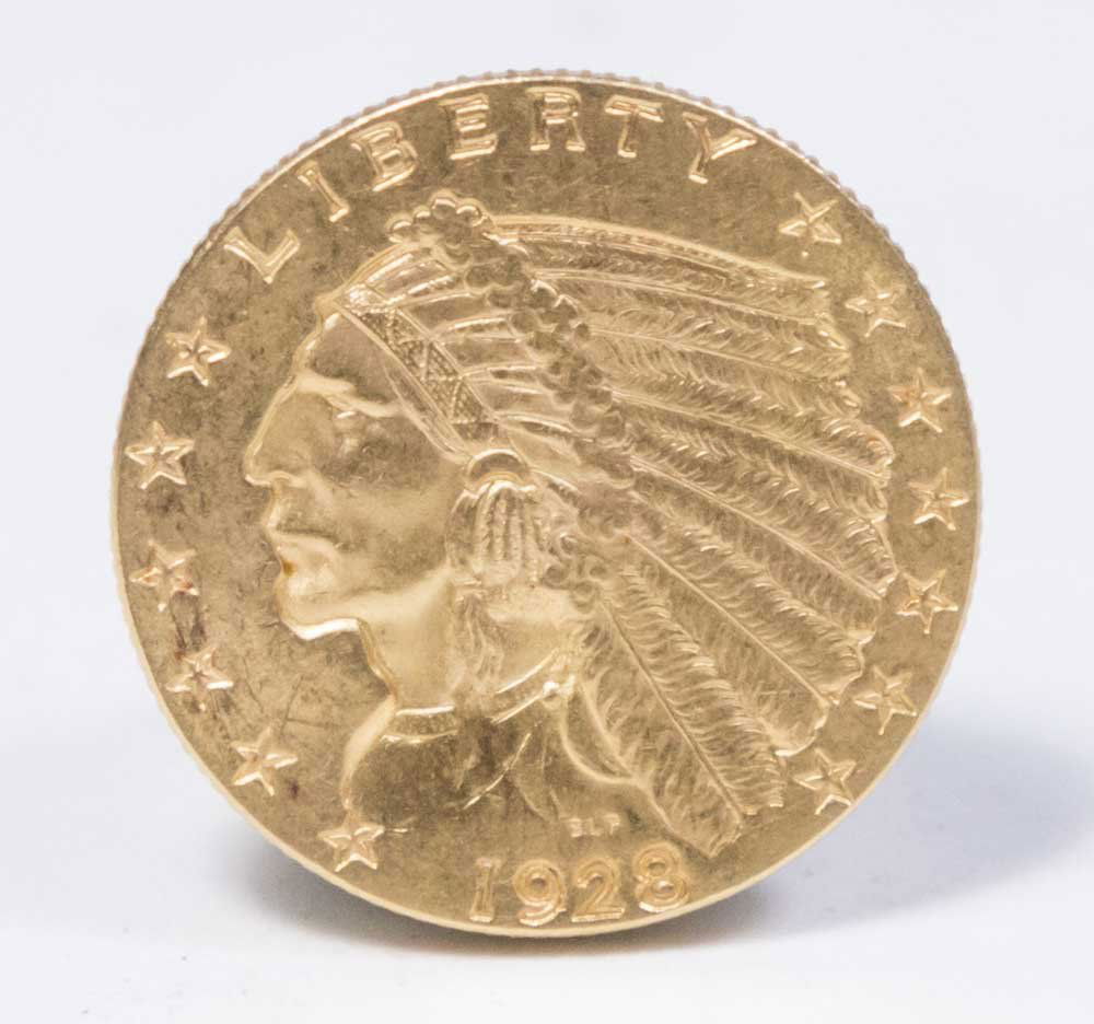 1928 $2 1/2 Indian Head Quarter Eagle Gold Coin (1 of 2)