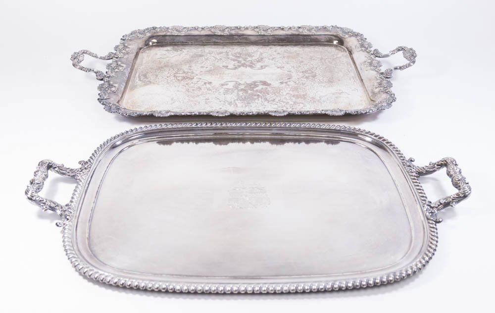2 Silverplated English Serving Trays (1 of 7)