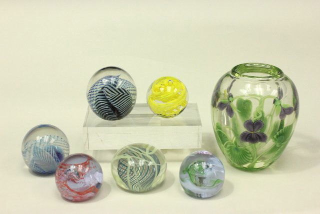 6 Paperweights Plus 1 Floral Vase (1 of 7)