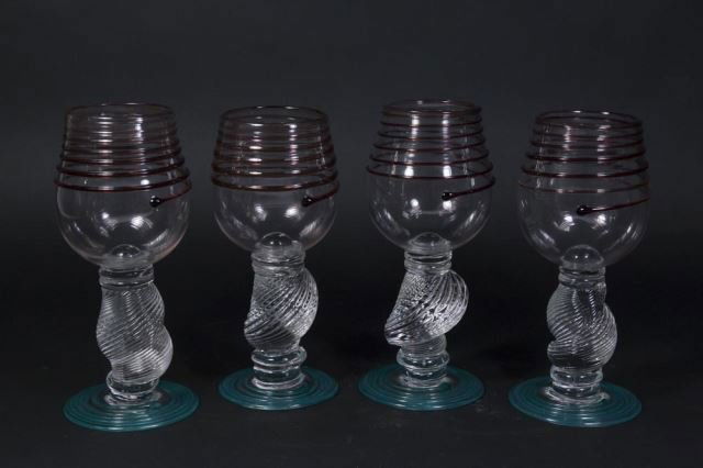 :Set 4 Modern Glass Hand Blown Goblets (1 of 5)