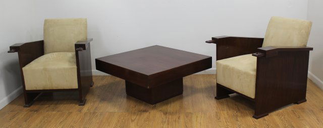 Pr Art Deco Club Chairs & Mid Century Coffee Table (1 of 4)