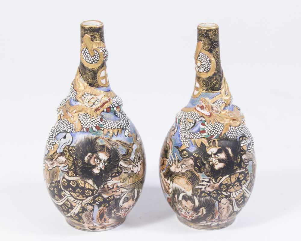 Pair Miniature Satsuma Vases (1 of 4)