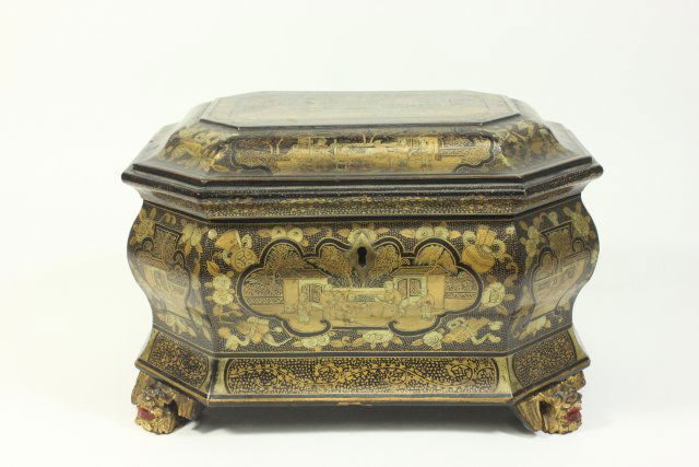 Antique Chinese Export Lacquer Tea Caddy (1 of 7)
