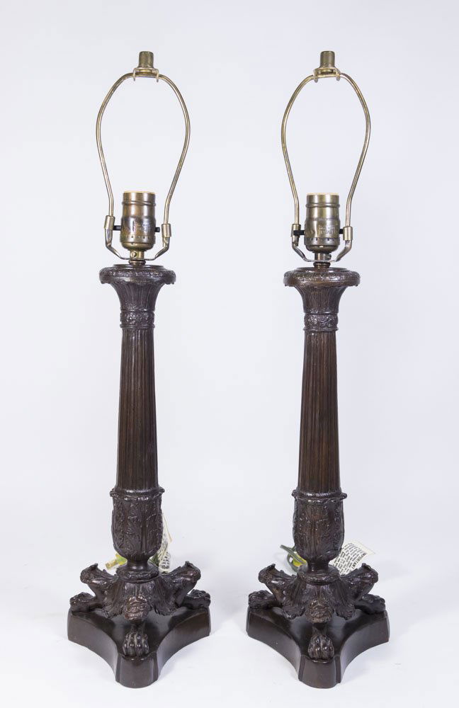 Pair Empire Style Bronze Lamps (1 of 4)