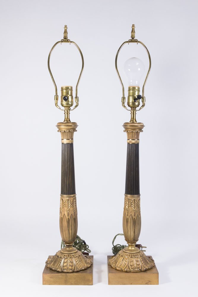 Pair Empire Style Ormolu & Patinated Lamps (1 of 4)