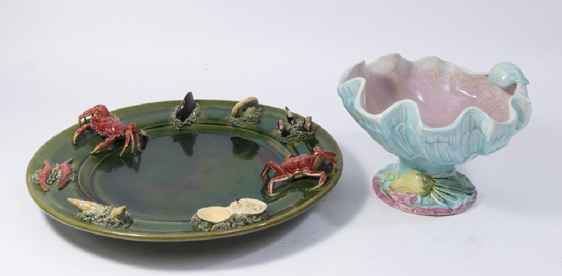 Portuguese Majolica Platter & Shell-Shaped Bowl (1 of 9)