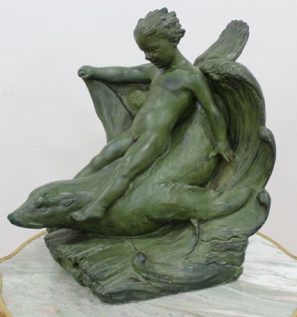 Luigi Maraffi, Child Riding an Otter: Plaster casting for a bronze sculpture. Signed L. Maraffi, 1927. Approx. 25" H x 18" W x 26" D.