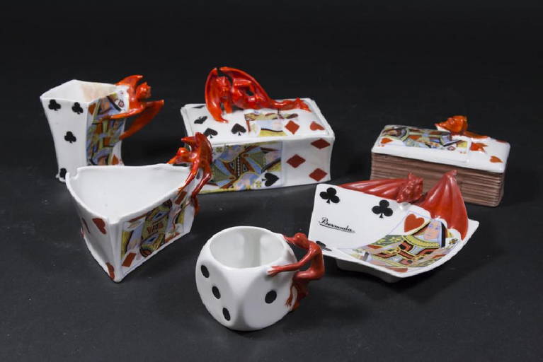Royal Bayreuth Devil & Cards 6 Assorted Pieces