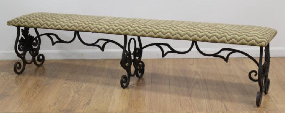 Wrought Iron Fireside Bench with Upholstered Seat (1 of 3)