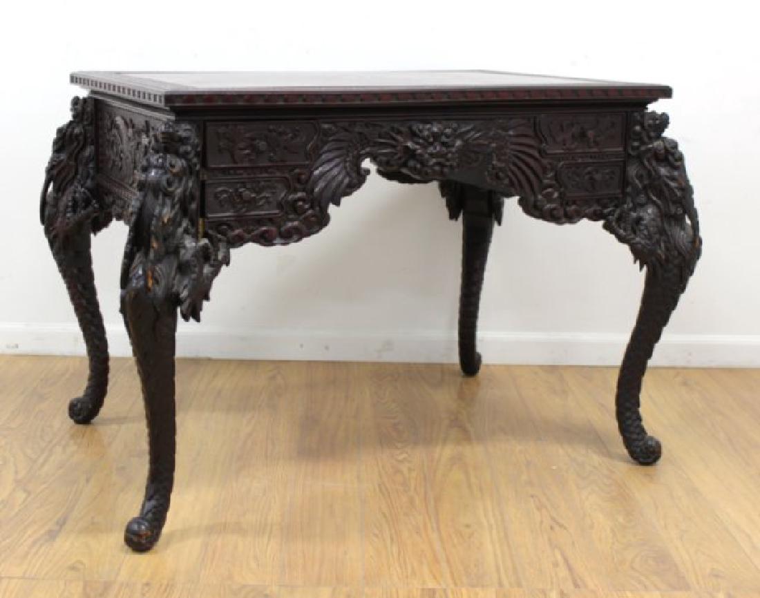 Asian Dragon Carved Partner's Desk (1 of 4)