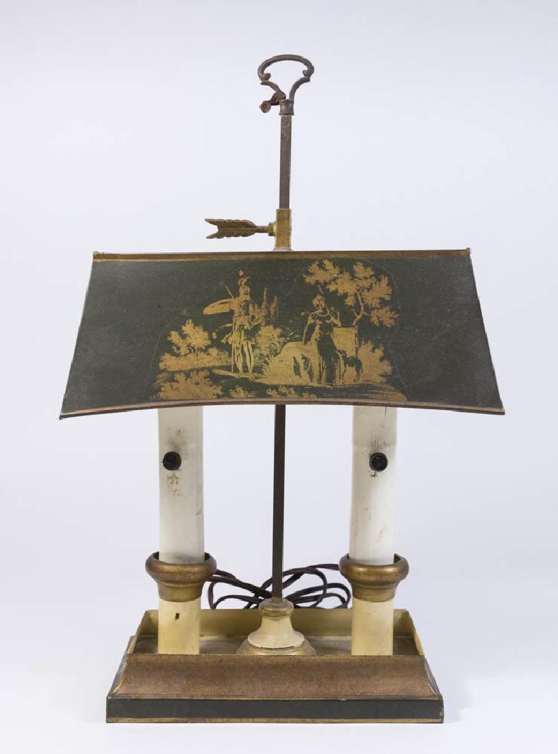 Green Italian 2-Light Tole Lamp (1 of 7)