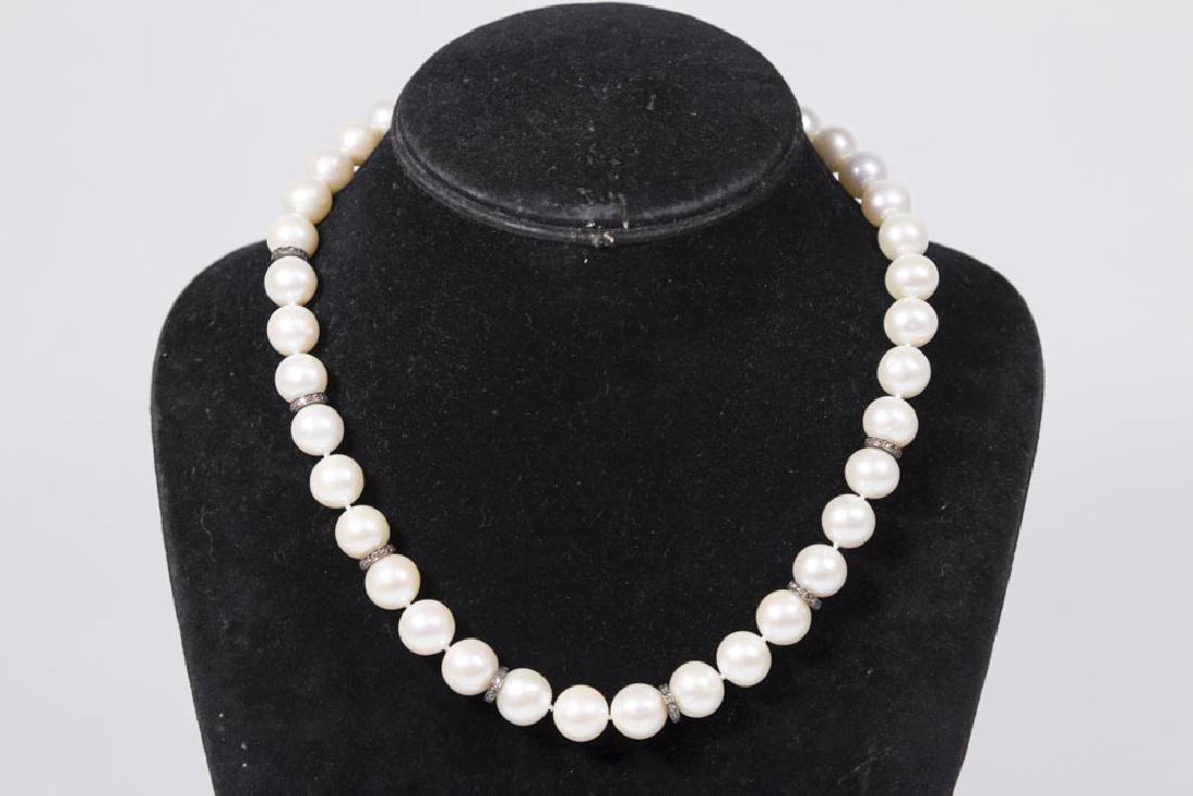 18Ct White Gold, Diamond, & Pearl Choker Necklace (1 of 3)