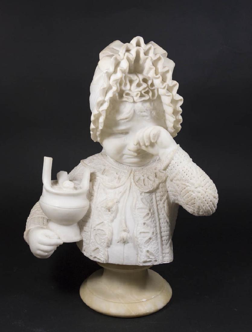 Alabaster 2-Piece Bust of a Girl: Approx. 18" H.