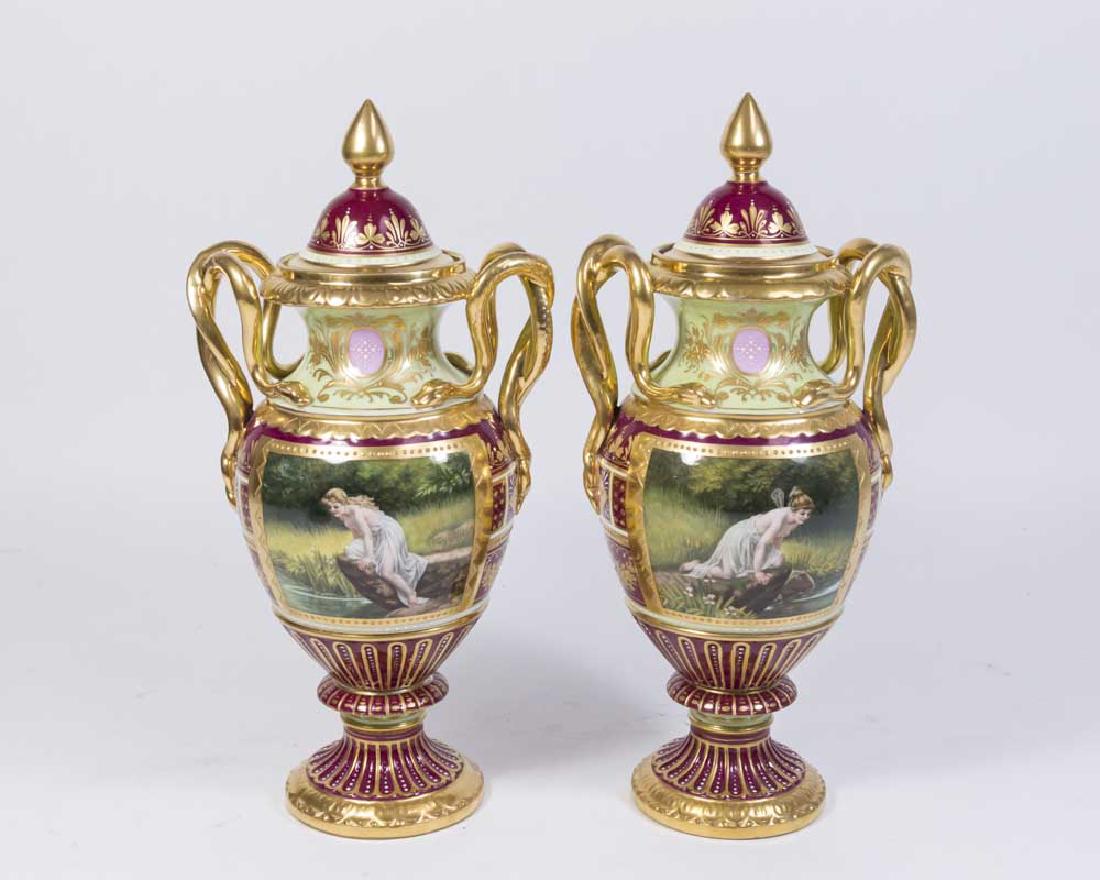Pair Royal Vienna Portrait Vases with Lids (1 of 9)