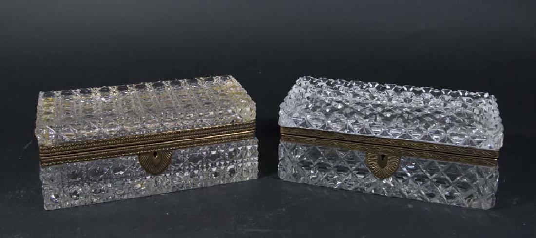 2 Large Gilt Metal Mounted Cut Glass Boxes (1 of 5)