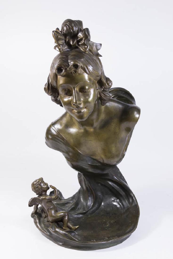 Charles Jonchery Art Nouveau Bronze Bust & Dish (1 of 5)