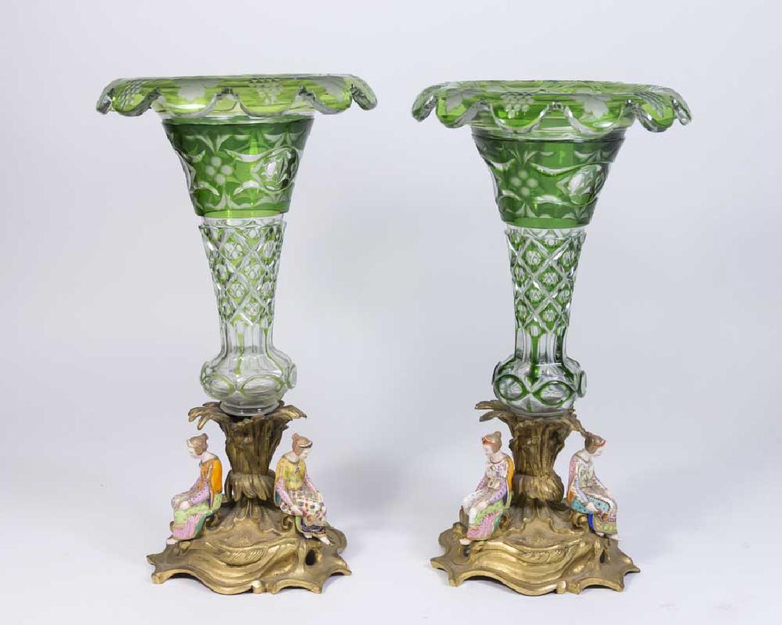 Pair 19th Century Bronze Figural Base Vases (1 of 8)