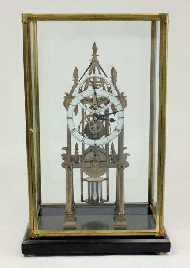 English Brass Columnar Skeleton Clock in Case (1 of 6)