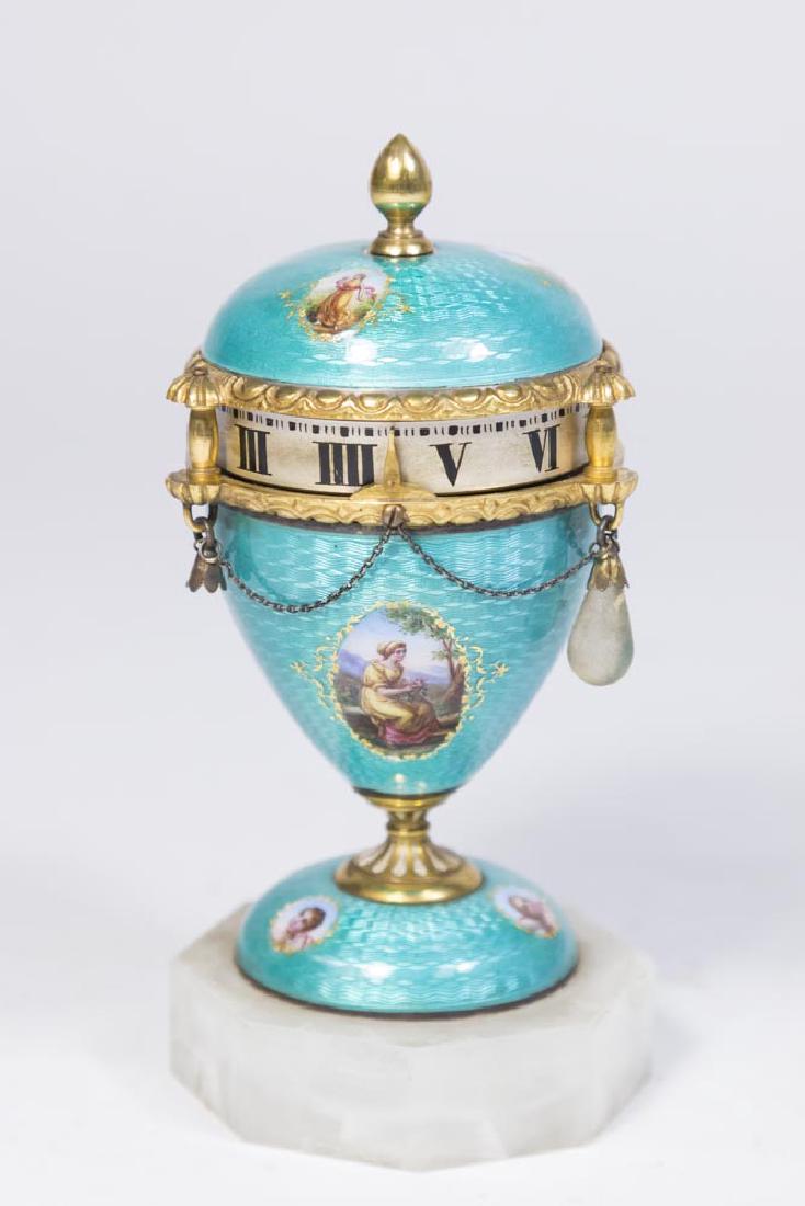 Enamel Rotary Clock with Cameos of Putti & Females (1 of 6)