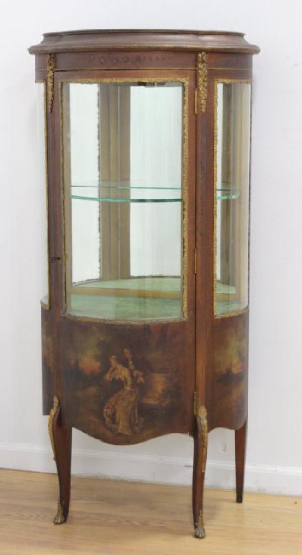 Vernis Martin Curved Glass French Curio Cabinet (1 of 5)