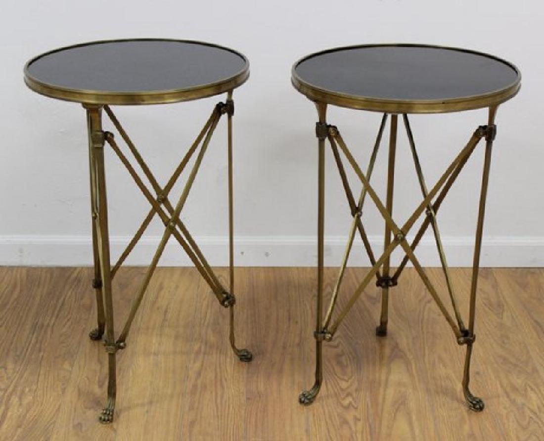 Pair Neoclassic Style Marble Top Ormolu Gueridons (1 of 3)