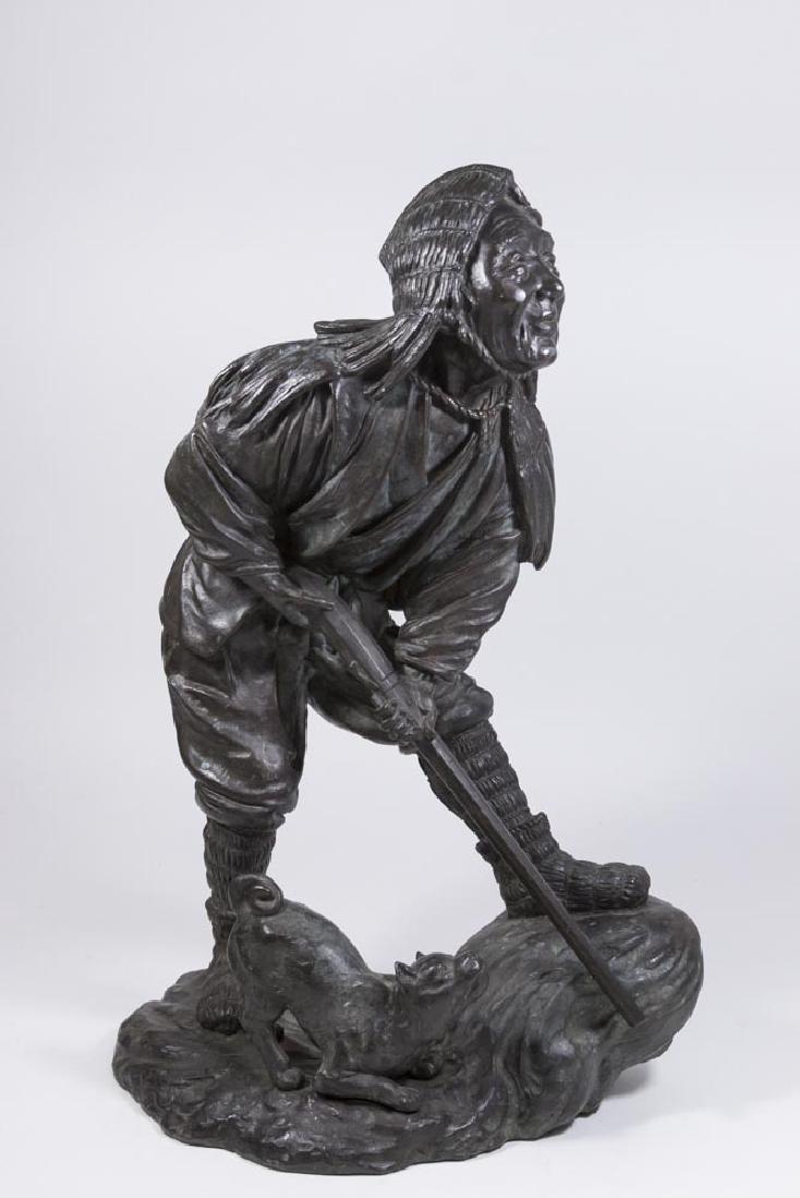 Japanese Bronze Figure of Hunter & Dog (1 of 5)