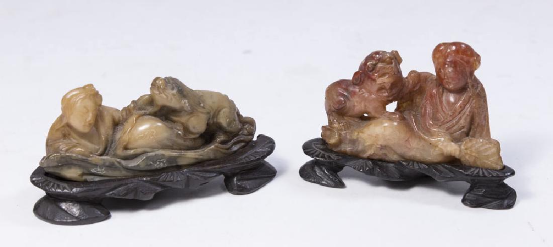 Set of 2 Chinese Qing Dynasty Soapstone Figures: Set of 2 Chinese Qing Dynasty Soapstone Figures