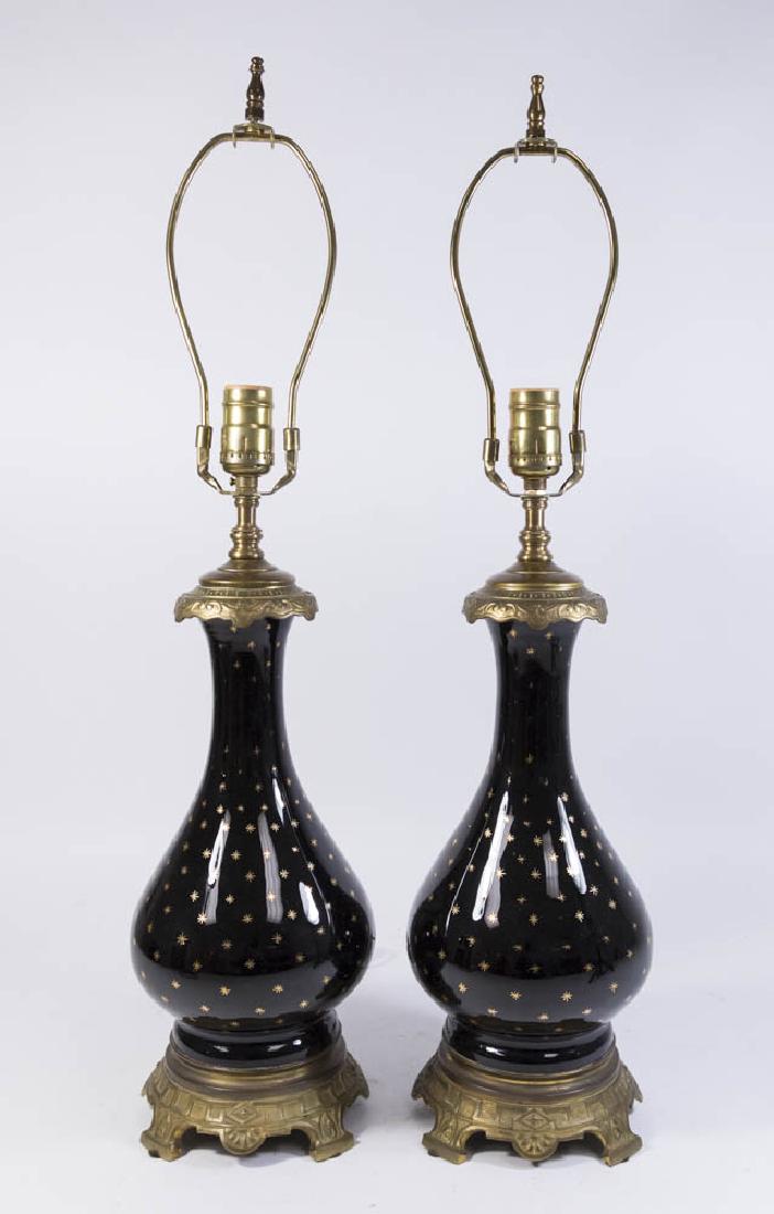 Pair Victorian Black Porcelain Vases (1 of 4)