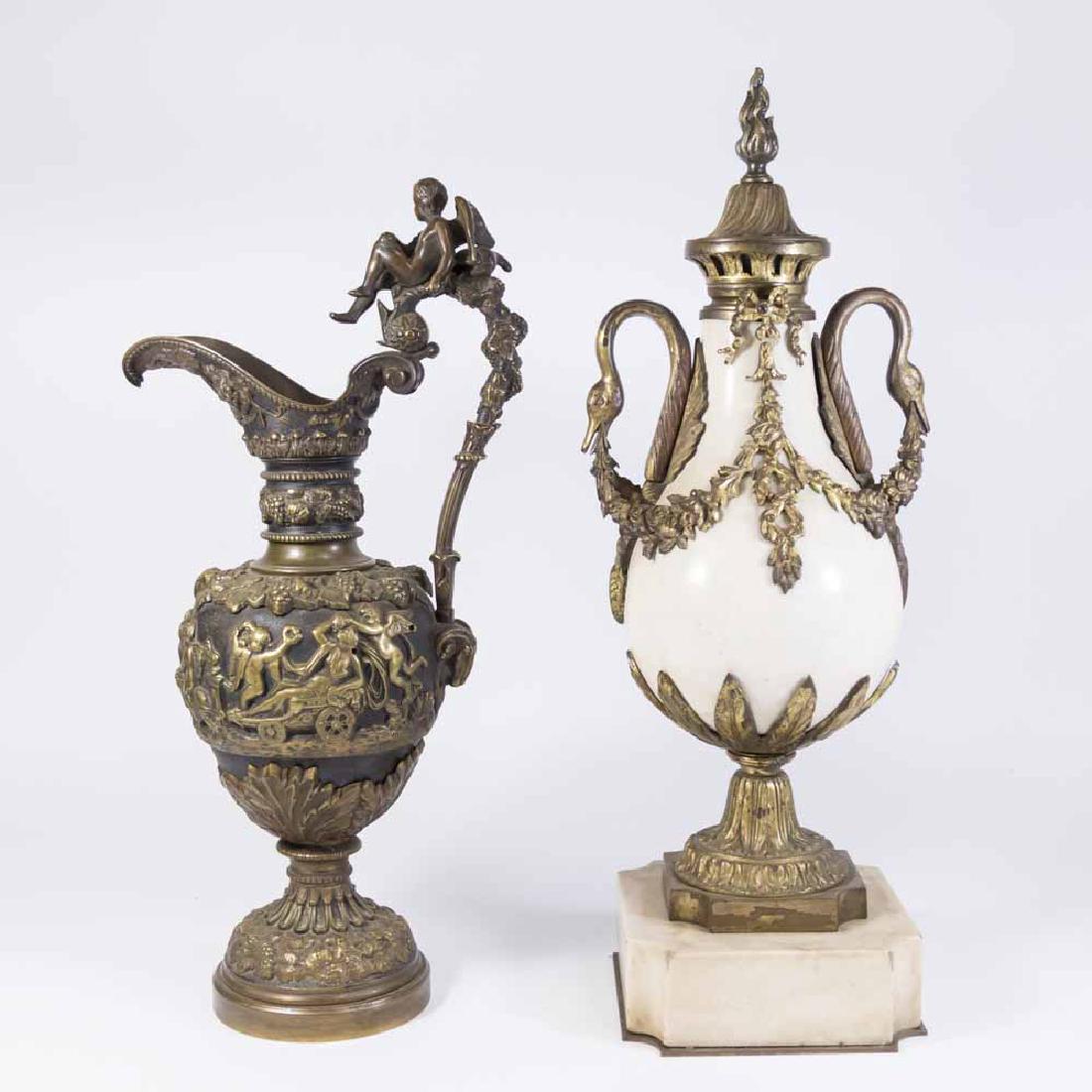 Neoclassic Style Bronze & Marble Urn & Bronze Ewer (1 of 8)