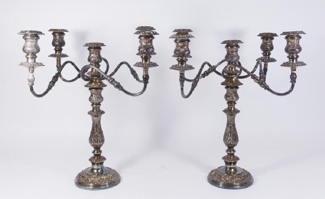 Pair English Silverplate 5-Arm Candelabra (1 of 6)