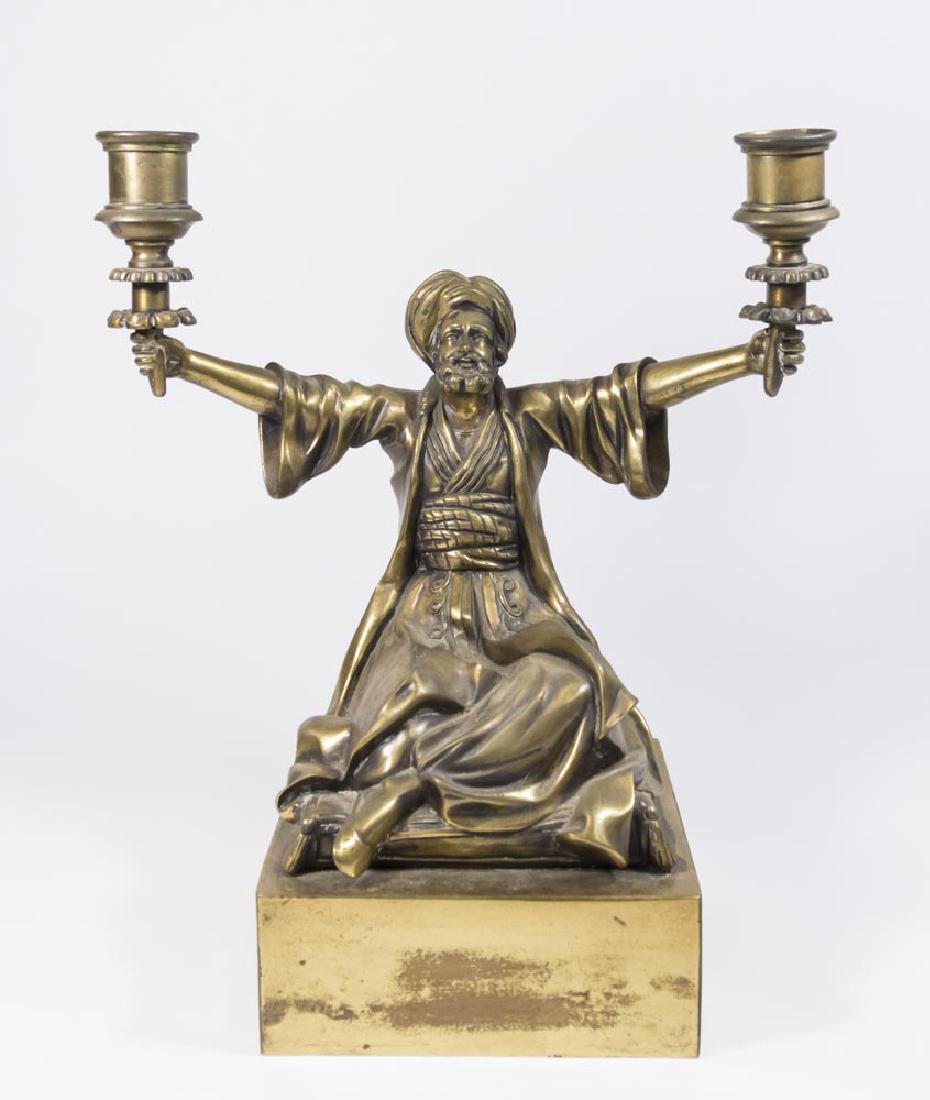 Figural 2-Arm Bronze Candlestick (1 of 7)
