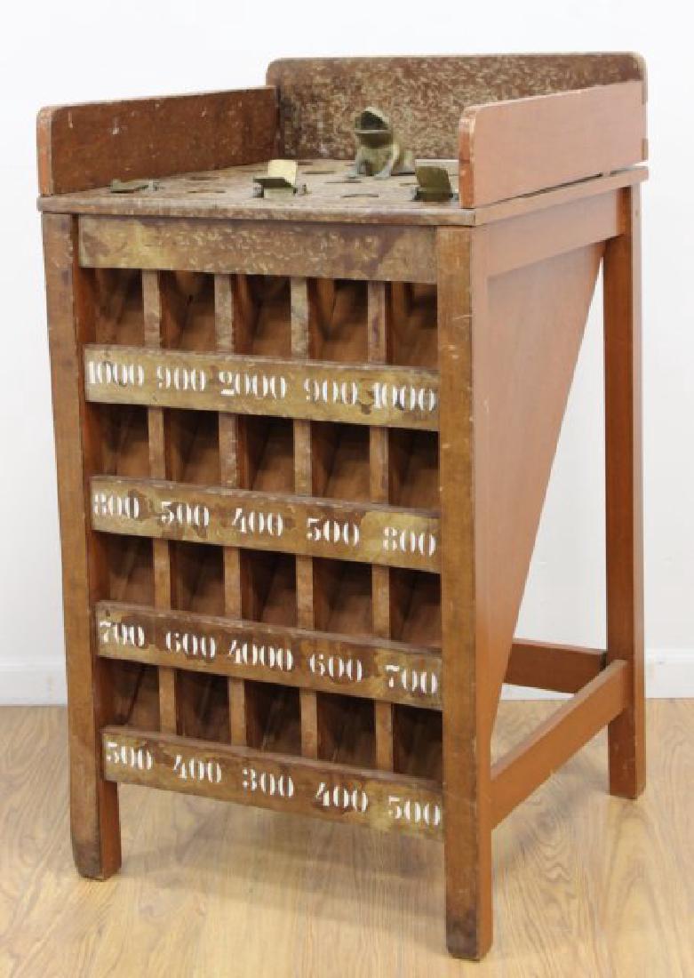 Bullfrog Amusement Coin Toss Game: Well used. Circa 1950s-1960s.