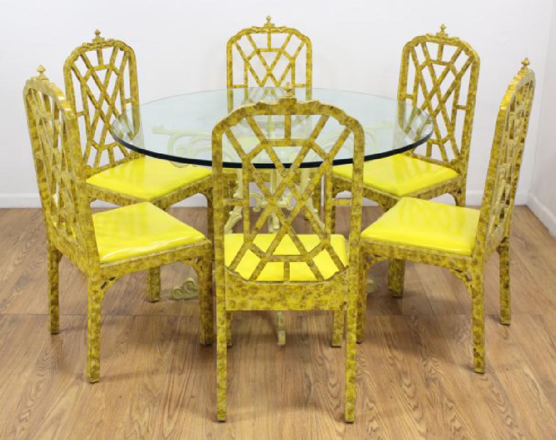 Painted Metal & Glass Table & 6 Chairs (1 of 3)