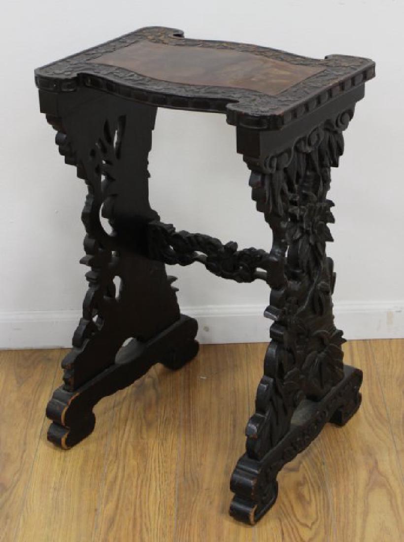 Carved Teakwood Side Table (1 of 3)