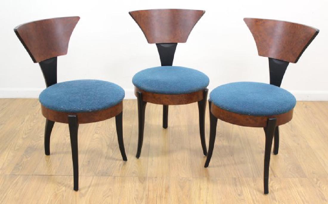 Set 3 Pace Burl Walnut Black Lacquer Chairs (1 of 3)
