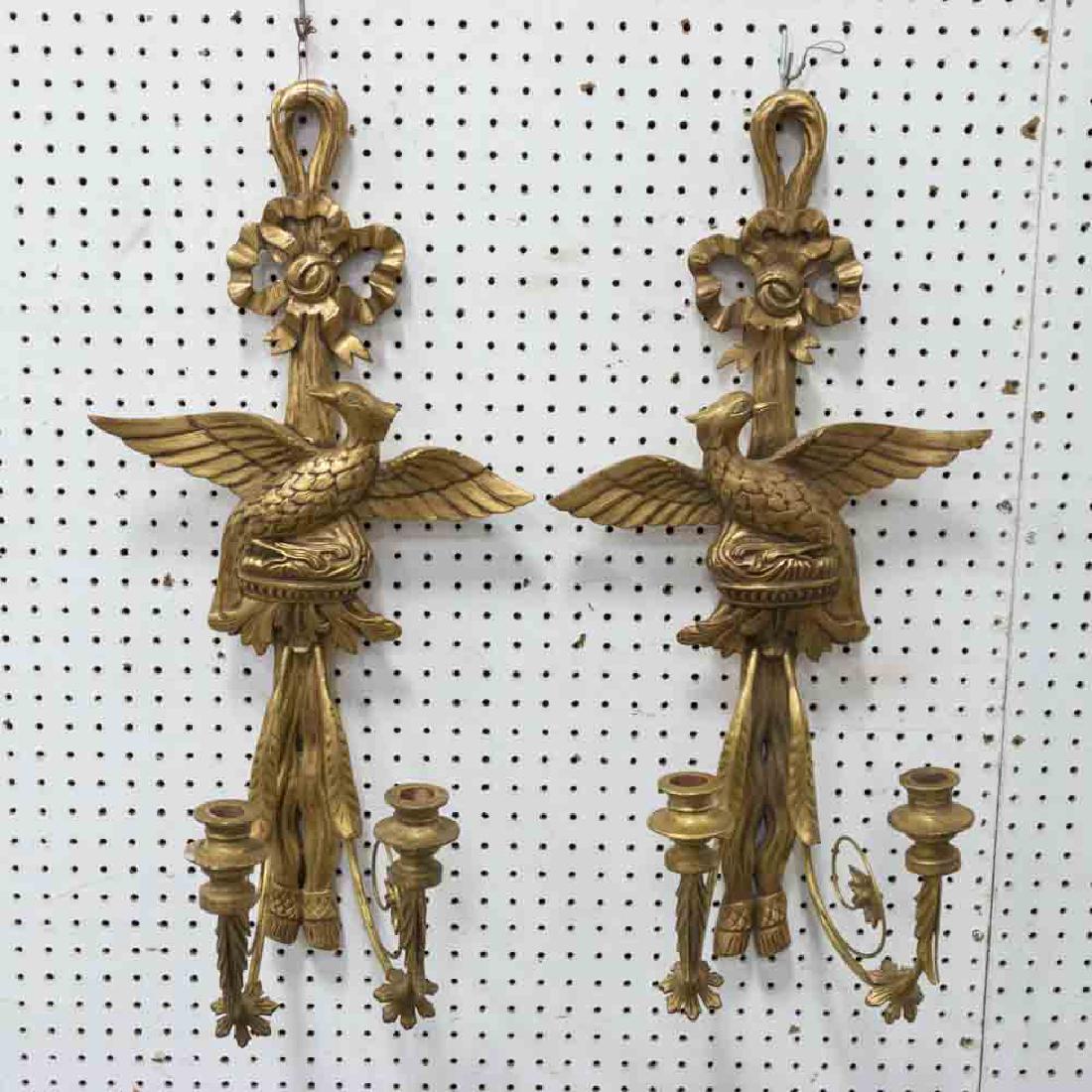 Pair Georgian Style Giltwood Eagle 2-Light Sconces (1 of 5)
