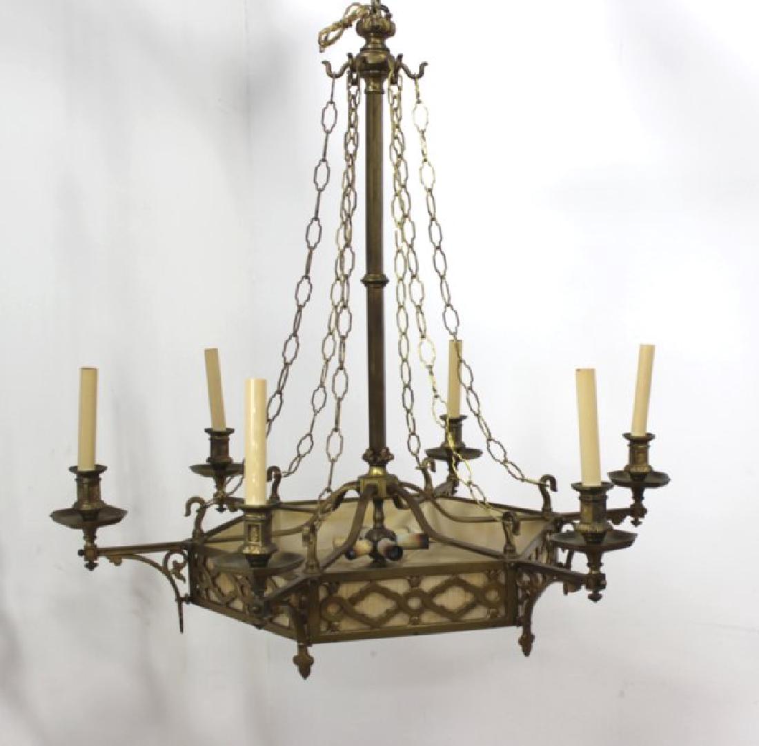 Gothic Style Brass 6-Light Chandelier (1 of 3)