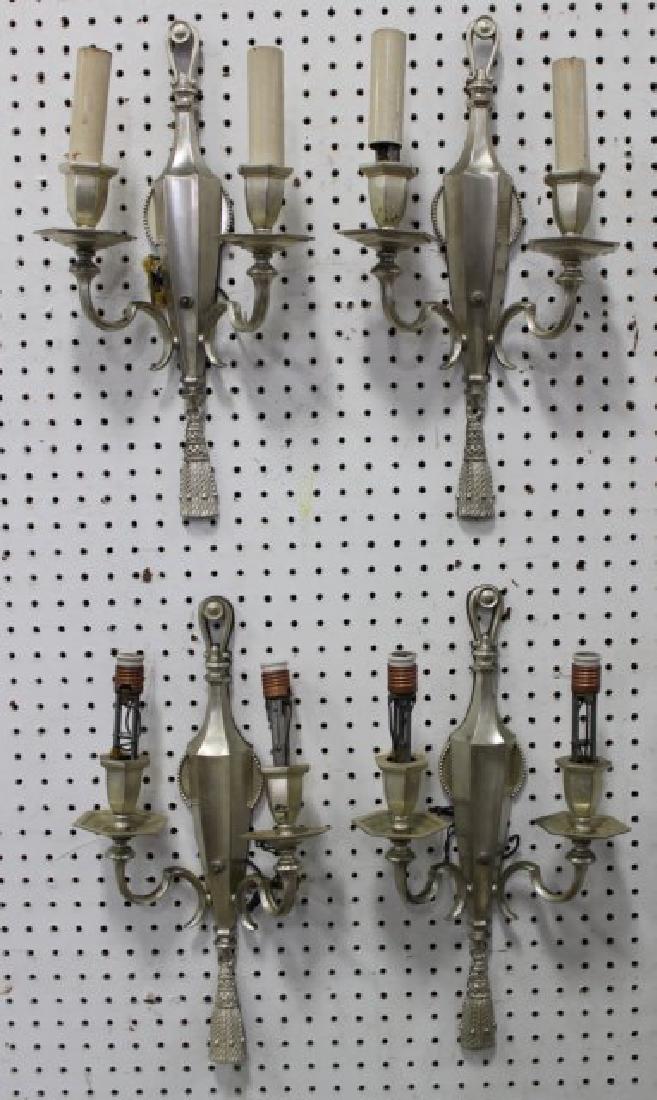 Set 4 Silvered Georgian Style 2-Light Sconces (1 of 2)