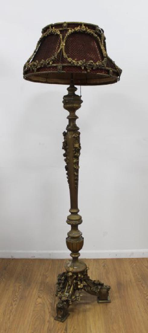 Neoclassic Style Giltwood & Composition Floor Lamp (1 of 3)