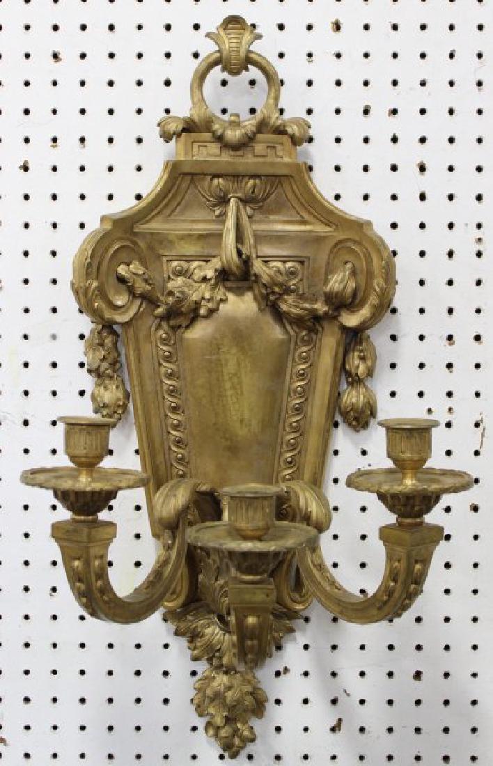 Regence Style Ormolu 3-Light Wall Sconce: Large backplate. (050801C)