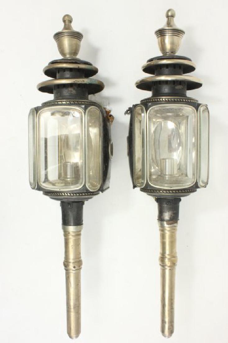 Pair Victorian Silvered Carriage Lanterns (1 of 5)