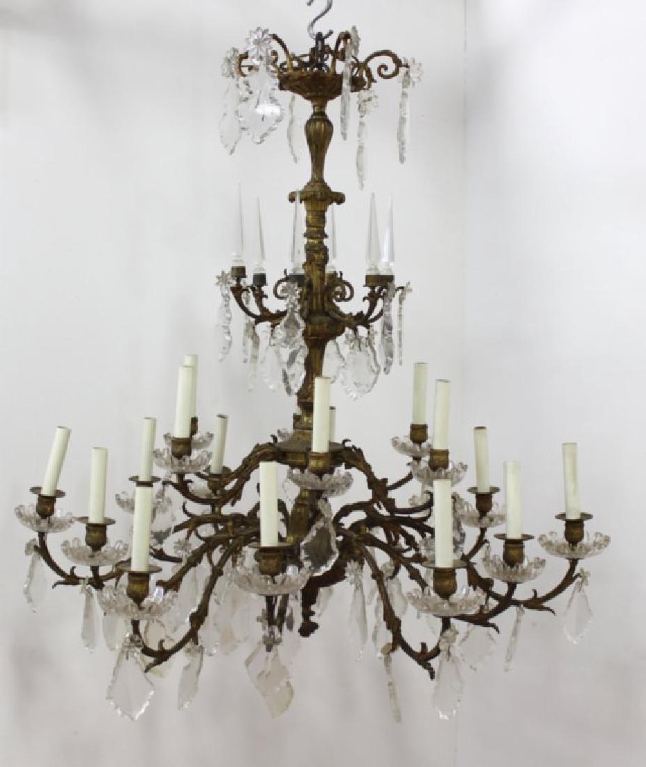 Rococo Style Ormolu & Faceted Glass Chandelier (1 of 5)