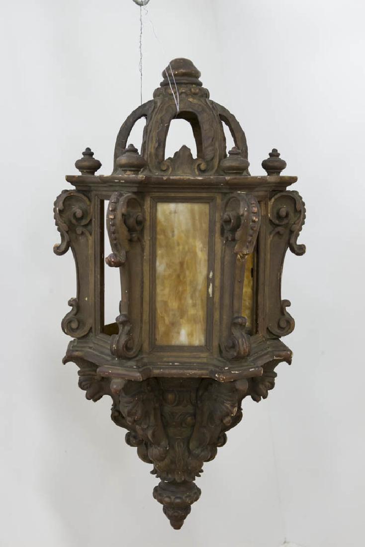 Renaissance Revival Giltwood Hall Lantern: Approx. 36" H x 18" W.
