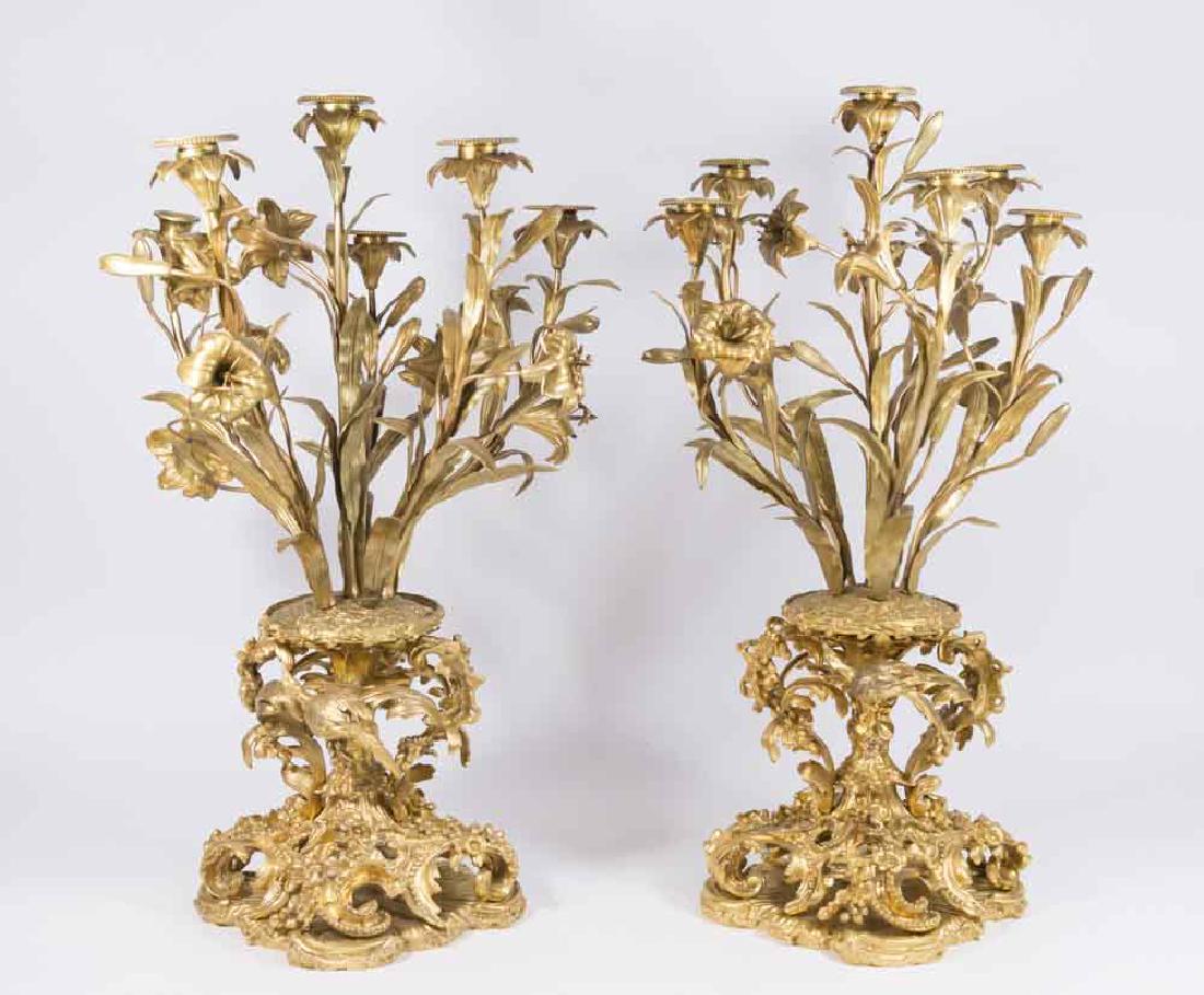 Pr 19th C. French Ormolu Bronze 6-Light Candelabra (1 of 5)