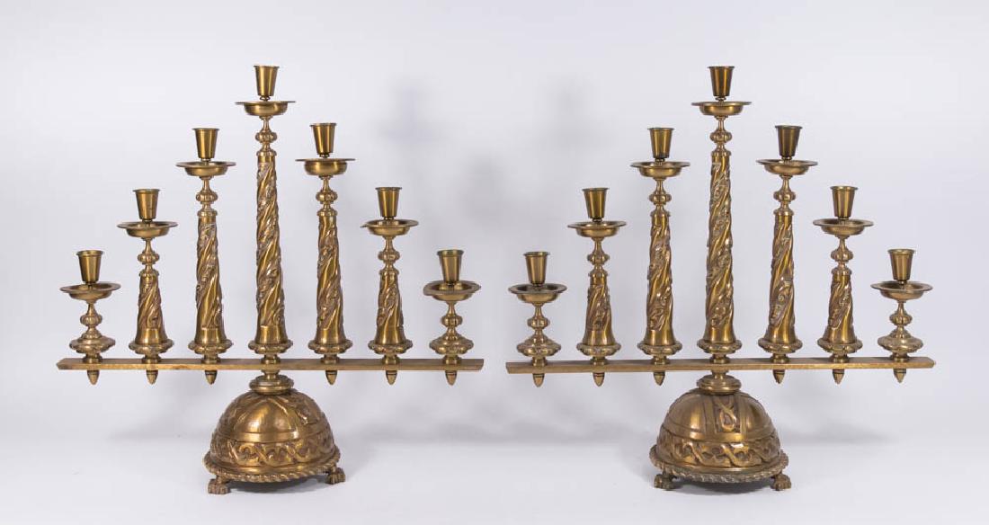 Pair Gothic Style Gilt Bronze 7-Light Candelabra (1 of 4)